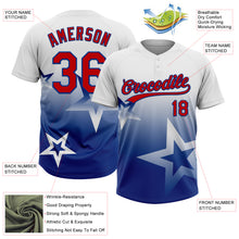 Laden Sie das Bild in den Galerie-Viewer, Custom White Red-Royal Gradient Style Twinkle Star Two-Button Unisex Softball Jersey
