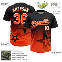 Laden Sie das Bild in den Galerie-Viewer, Custom Black Orange-White Gradient Style Twinkle Star Two-Button Unisex Softball Jersey
