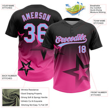Laden Sie das Bild in den Galerie-Viewer, Custom Black Light Blue-Pink Gradient Style Twinkle Star Two-Button Unisex Softball Jersey
