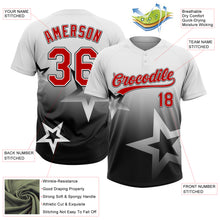 Laden Sie das Bild in den Galerie-Viewer, Custom White Red-Black Gradient Style Twinkle Star Two-Button Unisex Softball Jersey
