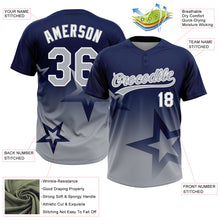 Charger l'image dans la galerie, Custom Navy Gray-White Gradient Style Twinkle Star Two-Button Unisex Softball Jersey
