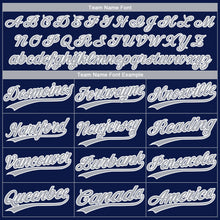 Charger l'image dans la galerie, Custom Navy Gray-White Gradient Style Twinkle Star Two-Button Unisex Softball Jersey

