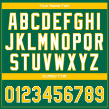 Laden Sie das Bild in den Galerie-Viewer, Custom Kelly Green Yellow-White Gradient Style Twinkle Star Two-Button Unisex Softball Jersey
