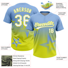Load image into Gallery viewer, Custom Light Blue White-Neon Yellow Gradient Style Twinkle Star Two-Button Unisex Softball Jersey
