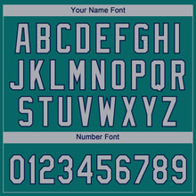 Laden Sie das Bild in den Galerie-Viewer, Custom Teal Gray-Navy Gradient Style Twinkle Star Two-Button Unisex Softball Jersey
