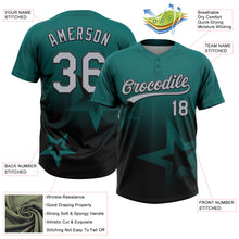 Charger l'image dans la galerie, Custom Teal Gray-Black Gradient Style Twinkle Star Two-Button Unisex Softball Jersey
