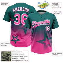 Laden Sie das Bild in den Galerie-Viewer, Custom Teal Pink-White Gradient Style Twinkle Star Two-Button Unisex Softball Jersey
