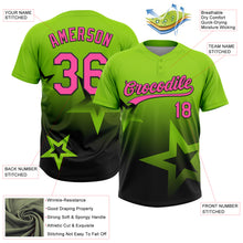 Laden Sie das Bild in den Galerie-Viewer, Custom Neon Green Pink-Black Gradient Style Twinkle Star Two-Button Unisex Softball Jersey
