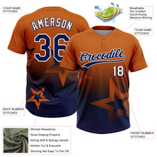 Laden Sie das Bild in den Galerie-Viewer, Custom Texas Orange Navy-White Gradient Style Twinkle Star Two-Button Unisex Softball Jersey
