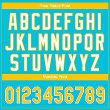 Laden Sie das Bild in den Galerie-Viewer, Custom Lakes Blue Yellow-White Gradient Style Twinkle Star Two-Button Unisex Softball Jersey
