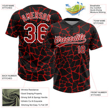 Load image into Gallery viewer, Custom Black Red-White 3D Pattern Design Abstract Network Crackle Two-Button Unisex Softball Jersey
