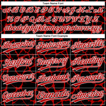 Load image into Gallery viewer, Custom Black Red-White 3D Pattern Design Abstract Network Crackle Two-Button Unisex Softball Jersey
