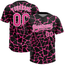 Laden Sie das Bild in den Galerie-Viewer, Custom Black Pink-White 3D Pattern Design Abstract Network Crackle Two-Button Unisex Softball Jersey
