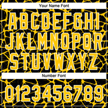 Load image into Gallery viewer, Custom Black Yellow-White 3D Pattern Design Abstract Network Crackle Two-Button Unisex Softball Jersey
