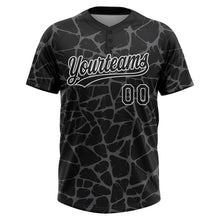 Laden Sie das Bild in den Galerie-Viewer, Custom Black Steel Gray-White 3D Pattern Design Abstract Network Crackle Two-Button Unisex Softball Jersey
