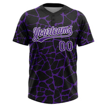 Load image into Gallery viewer, Custom Black Purple-White 3D Pattern Design Abstract Network Crackle Two-Button Unisex Softball Jersey
