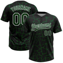 Charger l'image dans la galerie, Custom Black Green-White 3D Pattern Design Abstract Network Crackle Two-Button Unisex Softball Jersey
