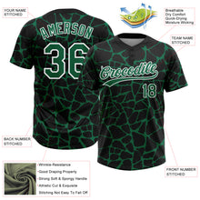 Load image into Gallery viewer, Custom Black Kelly Green-White 3D Pattern Design Abstract Network Crackle Two-Button Unisex Softball Jersey
