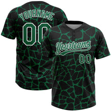 Load image into Gallery viewer, Custom Black Kelly Green-White 3D Pattern Design Abstract Network Crackle Two-Button Unisex Softball Jersey
