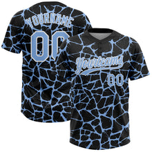 Load image into Gallery viewer, Custom Black Light Blue-White 3D Pattern Design Abstract Network Crackle Two-Button Unisex Softball Jersey
