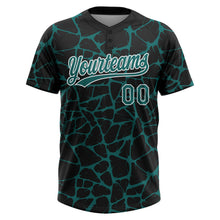 Load image into Gallery viewer, Custom Black Teal-White 3D Pattern Design Abstract Network Crackle Two-Button Unisex Softball Jersey
