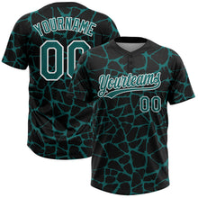 Load image into Gallery viewer, Custom Black Teal-White 3D Pattern Design Abstract Network Crackle Two-Button Unisex Softball Jersey
