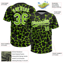Laden Sie das Bild in den Galerie-Viewer, Custom Black Neon Green-White 3D Pattern Design Abstract Network Crackle Two-Button Unisex Softball Jersey
