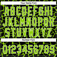 Laden Sie das Bild in den Galerie-Viewer, Custom Black Neon Green-White 3D Pattern Design Abstract Network Crackle Two-Button Unisex Softball Jersey
