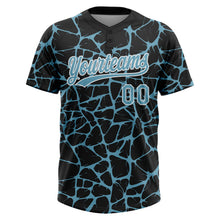 Load image into Gallery viewer, Custom Black Shadow Blue-White 3D Pattern Design Abstract Network Crackle Two-Button Unisex Softball Jersey
