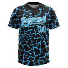 Load image into Gallery viewer, Custom Black Sky Blue-White 3D Pattern Design Abstract Network Crackle Two-Button Unisex Softball Jersey
