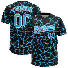 Load image into Gallery viewer, Custom Black Sky Blue-White 3D Pattern Design Abstract Network Crackle Two-Button Unisex Softball Jersey
