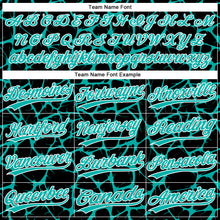 Charger l'image dans la galerie, Custom Black Aqua-White 3D Pattern Design Abstract Network Crackle Two-Button Unisex Softball Jersey
