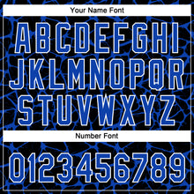 Load image into Gallery viewer, Custom Black Thunder Blue-White 3D Pattern Design Abstract Network Crackle Two-Button Unisex Softball Jersey

