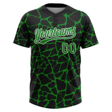 Laden Sie das Bild in den Galerie-Viewer, Custom Black Grass Green-White 3D Pattern Design Abstract Network Crackle Two-Button Unisex Softball Jersey
