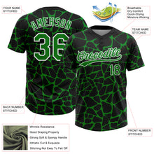 Laden Sie das Bild in den Galerie-Viewer, Custom Black Grass Green-White 3D Pattern Design Abstract Network Crackle Two-Button Unisex Softball Jersey
