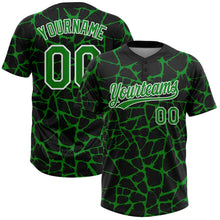 Laden Sie das Bild in den Galerie-Viewer, Custom Black Grass Green-White 3D Pattern Design Abstract Network Crackle Two-Button Unisex Softball Jersey
