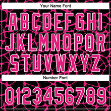 Load image into Gallery viewer, Custom Black Hot Pink-White 3D Pattern Design Abstract Network Crackle Two-Button Unisex Softball Jersey
