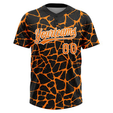 Load image into Gallery viewer, Custom Black Bay Orange-White 3D Pattern Design Abstract Network Crackle Two-Button Unisex Softball Jersey
