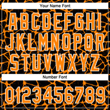Load image into Gallery viewer, Custom Black Bay Orange-White 3D Pattern Design Abstract Network Crackle Two-Button Unisex Softball Jersey
