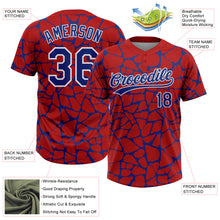 Load image into Gallery viewer, Custom Red Royal-White 3D Pattern Design Abstract Network Crackle Two-Button Unisex Softball Jersey

