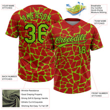Charger l'image dans la galerie, Custom Red Neon Green-Black 3D Pattern Design Abstract Network Crackle Two-Button Unisex Softball Jersey
