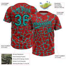 Загрузить изображение в средство просмотра галереи, Custom Red Aqua-Black 3D Pattern Design Abstract Network Crackle Two-Button Unisex Softball Jersey

