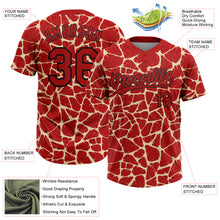 Laden Sie das Bild in den Galerie-Viewer, Custom Red Cream-Black 3D Pattern Design Abstract Network Crackle Two-Button Unisex Softball Jersey
