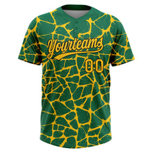 Загрузить изображение в средство просмотра галереи, Custom Kelly Green Yellow-Black 3D Pattern Design Abstract Network Crackle Two-Button Unisex Softball Jersey
