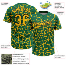 Загрузить изображение в средство просмотра галереи, Custom Kelly Green Yellow-Black 3D Pattern Design Abstract Network Crackle Two-Button Unisex Softball Jersey
