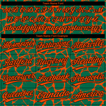 Charger l'image dans la galerie, Custom Kelly Green Orange-Black 3D Pattern Design Abstract Network Crackle Two-Button Unisex Softball Jersey

