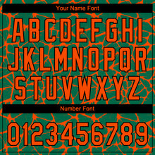 Charger l'image dans la galerie, Custom Kelly Green Orange-Black 3D Pattern Design Abstract Network Crackle Two-Button Unisex Softball Jersey
