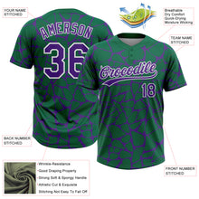 Load image into Gallery viewer, Custom Kelly Green Purple-White 3D Pattern Design Abstract Network Crackle Two-Button Unisex Softball Jersey
