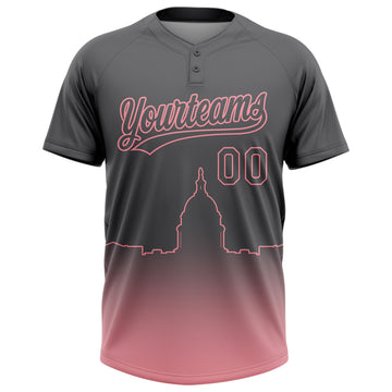 Custom Steel Gray Medium Pink Washington City Edition Gradient Two-Button Unisex Softball Jersey