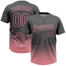 Load image into Gallery viewer, Custom Steel Gray Medium Pink Washington City Edition Gradient Two-Button Unisex Softball Jersey
